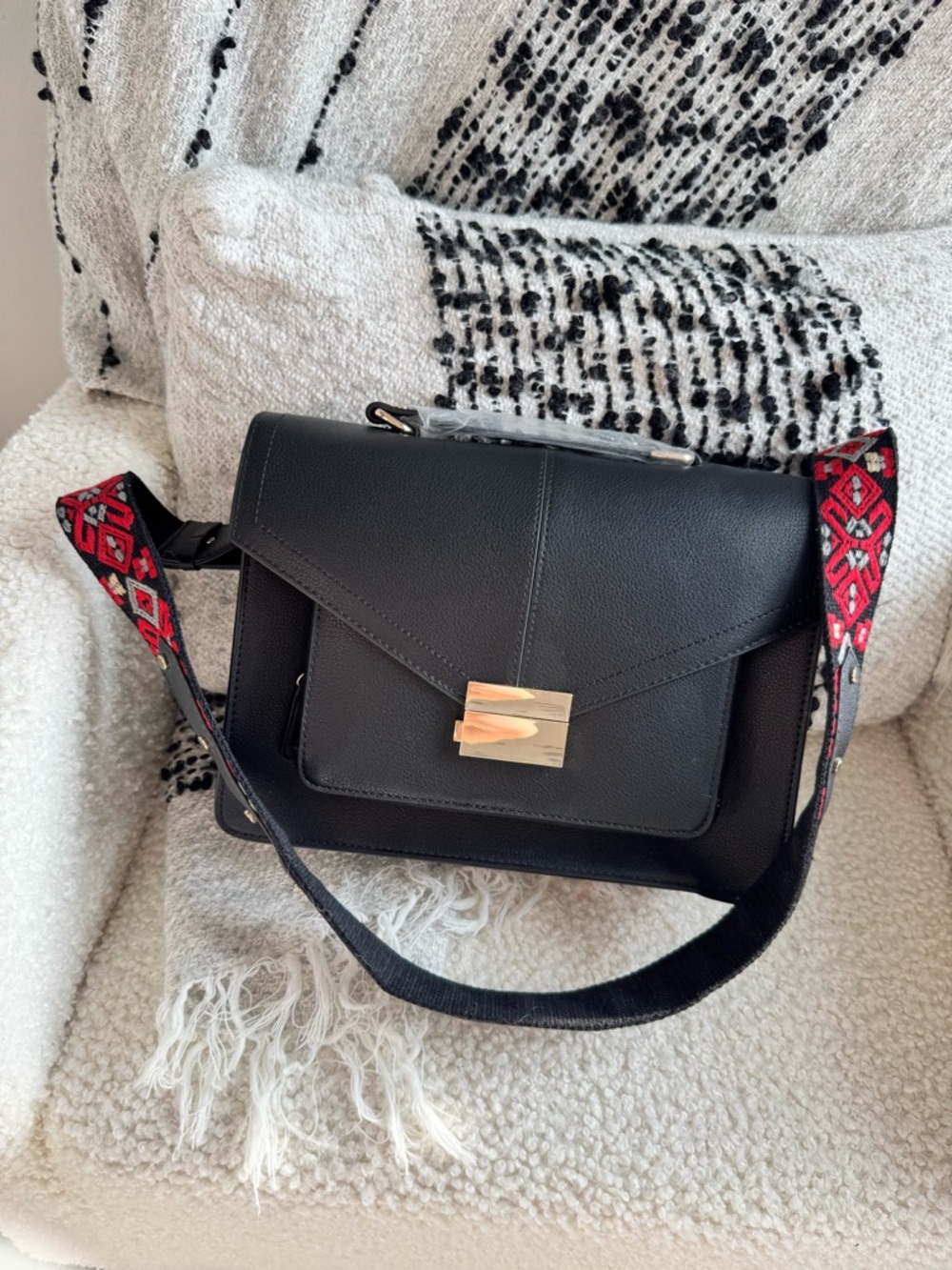 ZARA Black Structured Crossbody Bag